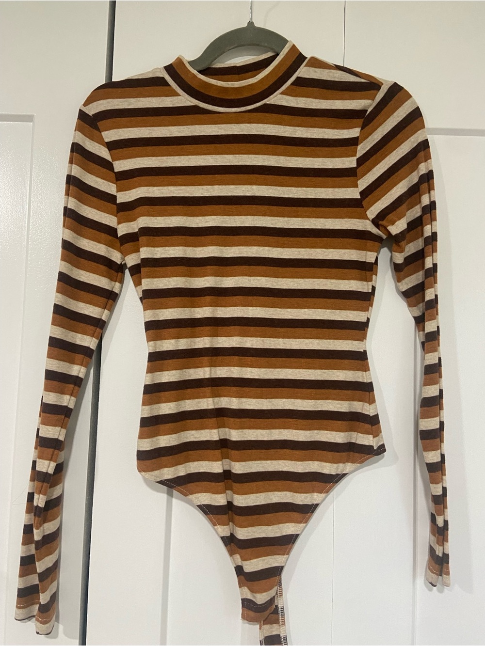 Le Lis Striped Long Sleeve Top in Brown & Cream